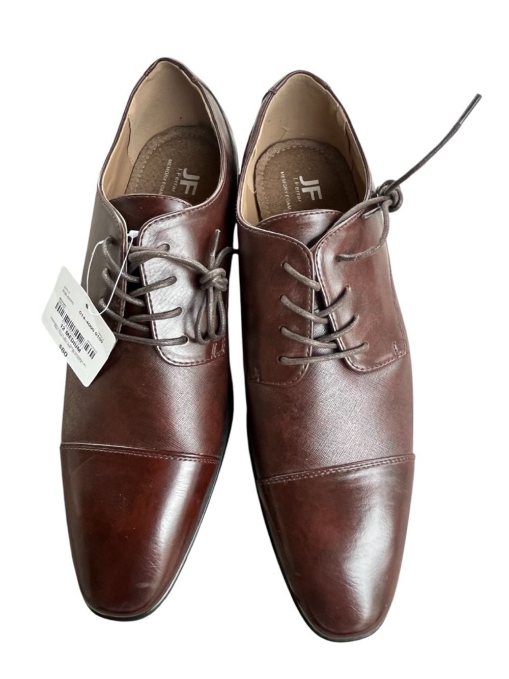 New JF J. Ferrar Men's Brody Oxford Derby Dress Shoes Brown Men’s size 12